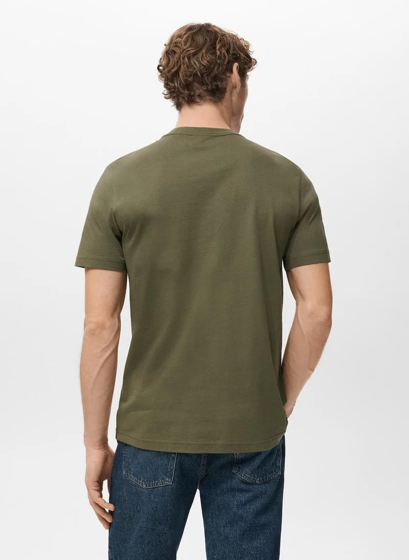 Mango Man  100% cotton slim-fit t-shirt for Men | Best Price UAE